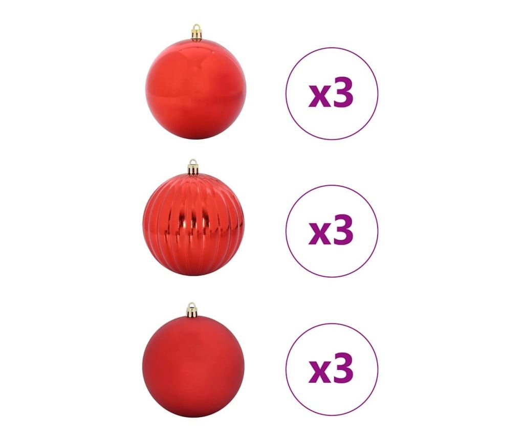 Комплект Коледни Играчки XL 9 pcs Червено Пластмаса - 3