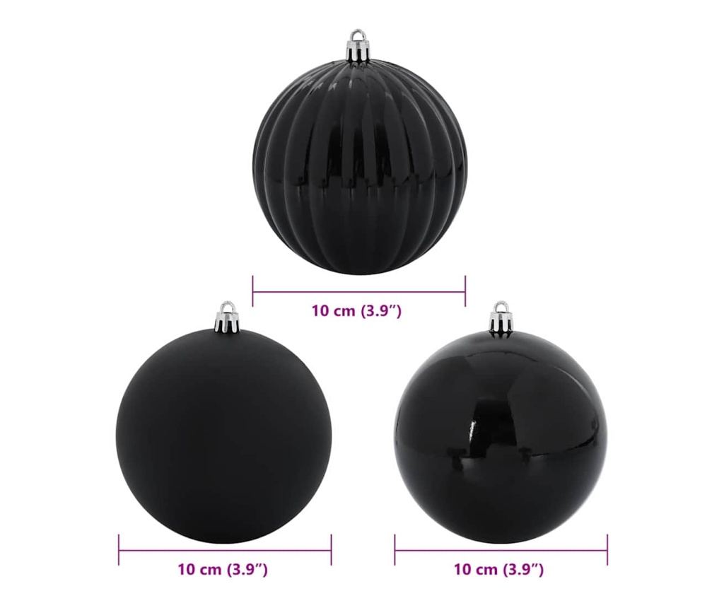 Комплект Коледни Играчки XL 15 pcs Черно Пластмаса - 5