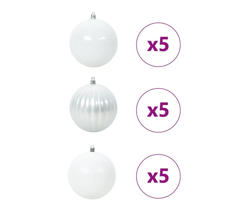 Комплект Коледни Играчки XL 15 pcs Бяло Пластмаса - 3