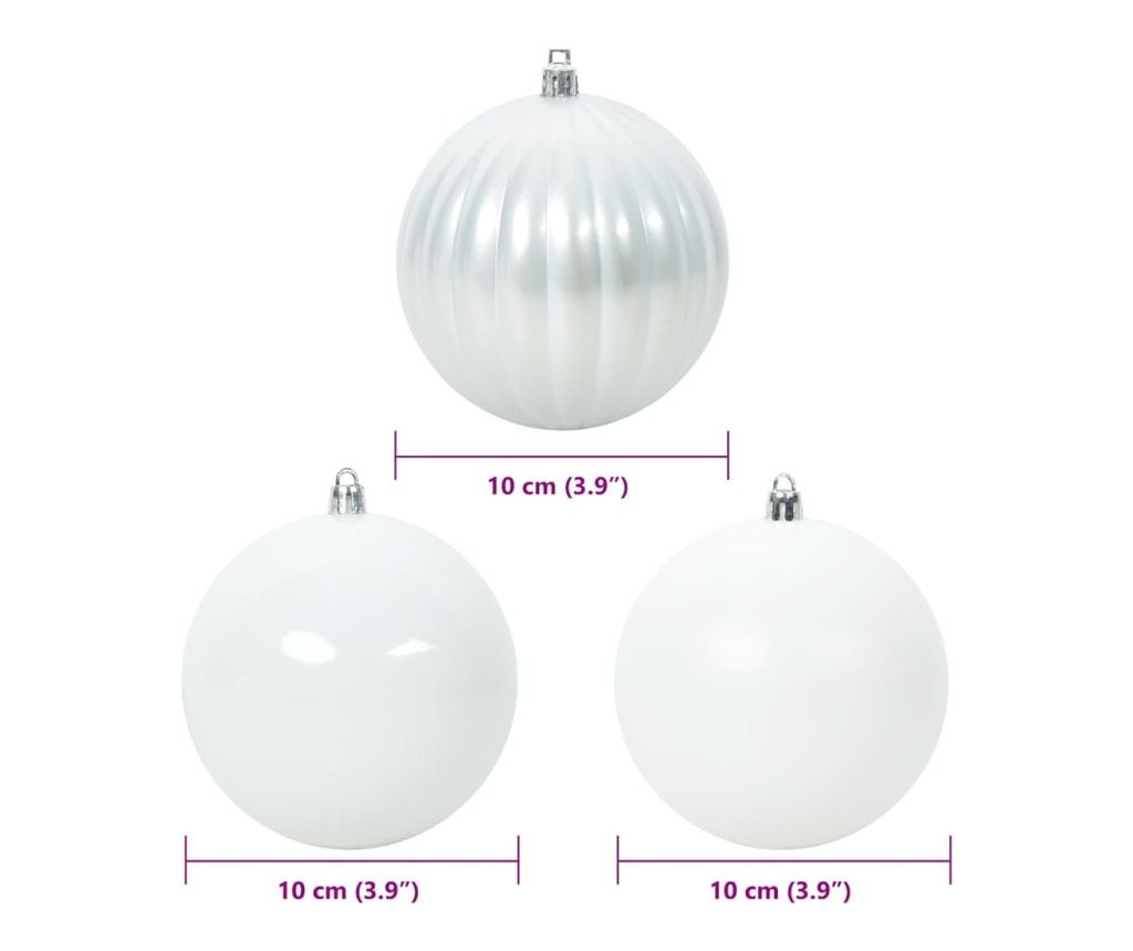 Комплект Коледни Играчки XL 15 pcs Бяло Пластмаса - 5