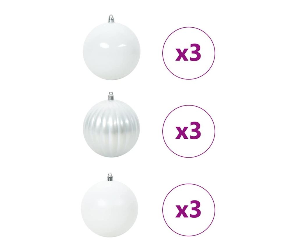 Комплект коледни топки XL 9 pcs Бяло Пластмаса - 3