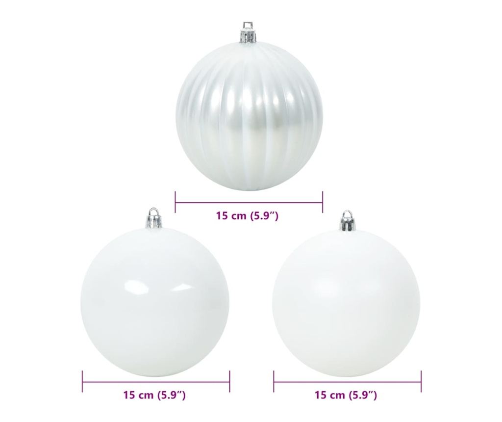 Комплект коледни топки XL 9 pcs Бяло Пластмаса - 5