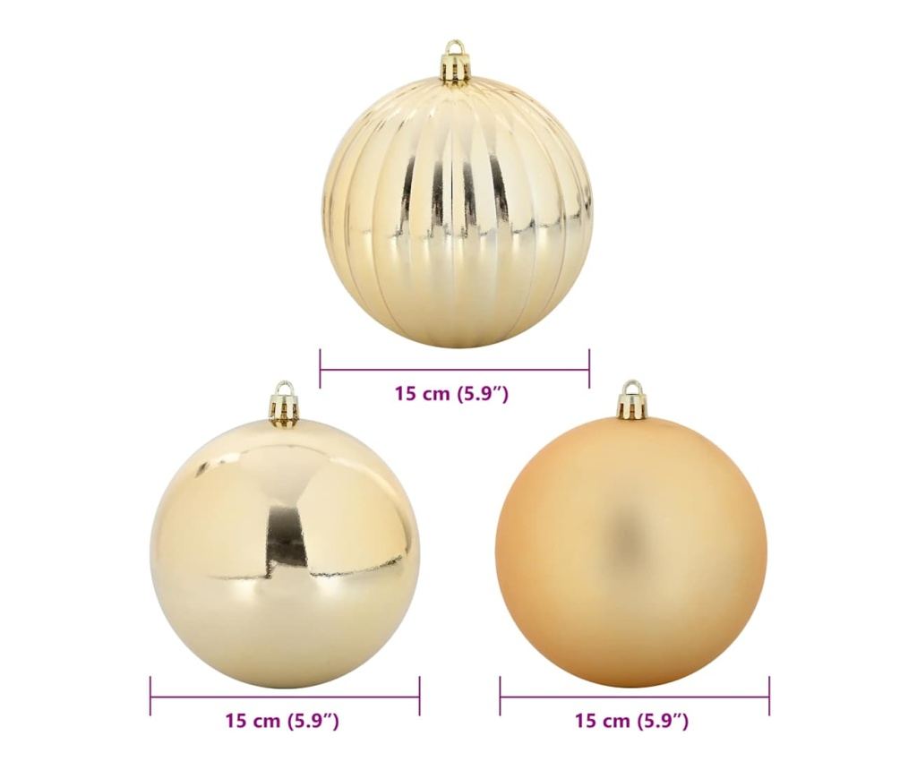 Комплект коледни топки XL 9 pcs Златист Пластмаса - 5
