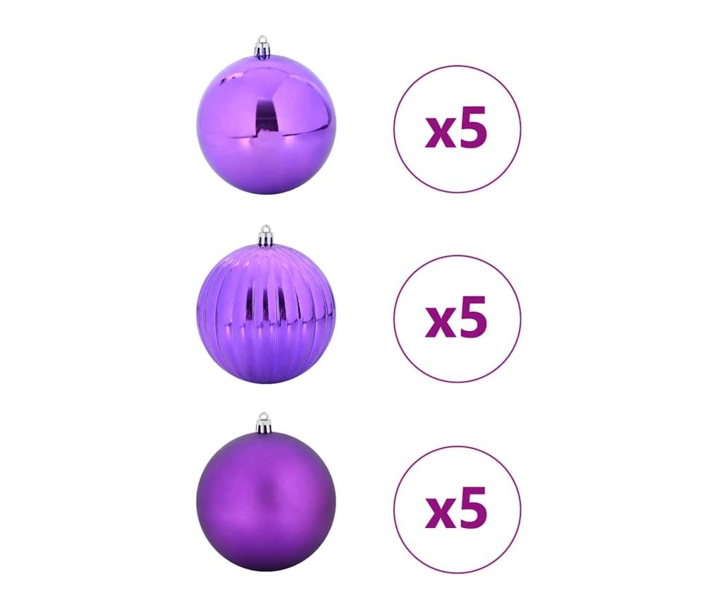 Комплект Коледни Играчки XL 15 pcs Лилав Пластмаса - 3