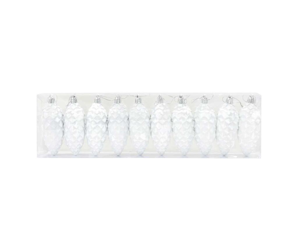 Коледна топка от борови шишарки 40 pcs Бяло Пластмаса - 3