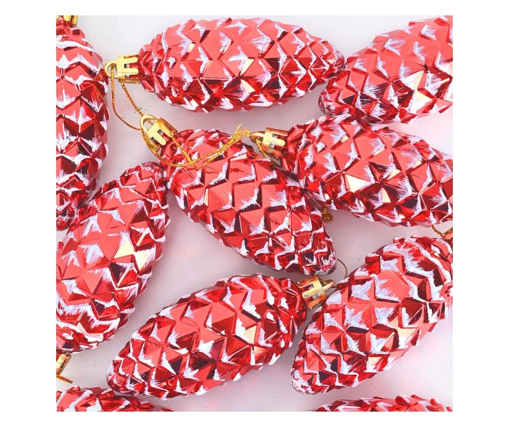 Коледна топка от борови шишарки 40 pcs Червено Пластмаса - 5