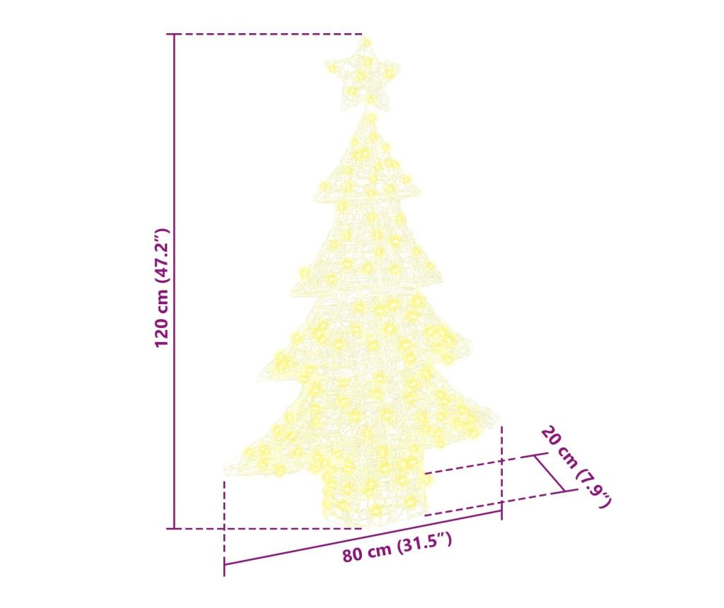 Коледно дърво с 100 LED светодиода Топло бяло 120 cm Акрил - 9