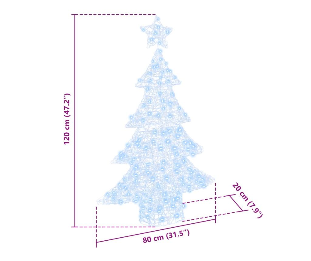 Коледно дърво с 100 LED светодиода Студено бяло 120 cm Акрил - 9