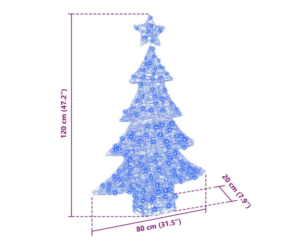 Коледно дърво с 100 LED светодиода Синьо 120 cm Акрил - 9