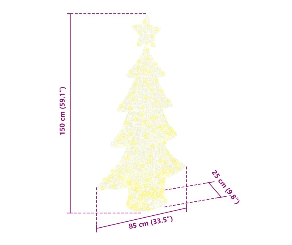 Коледно дърво с 160 LED светодиода Топло бяло 150 cm Акрил - 9