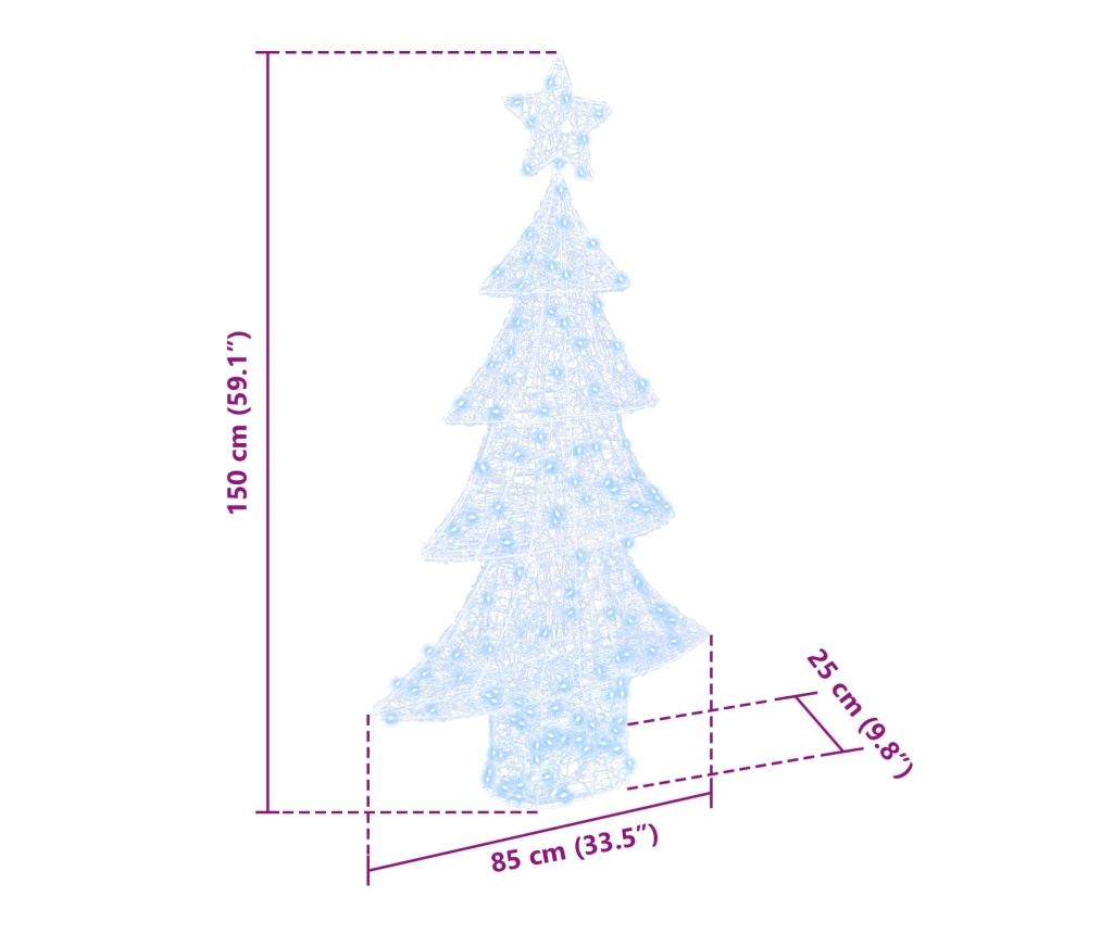 Коледно дърво с 160 LED светодиода Студено бяло 150 cm Акрил - 9