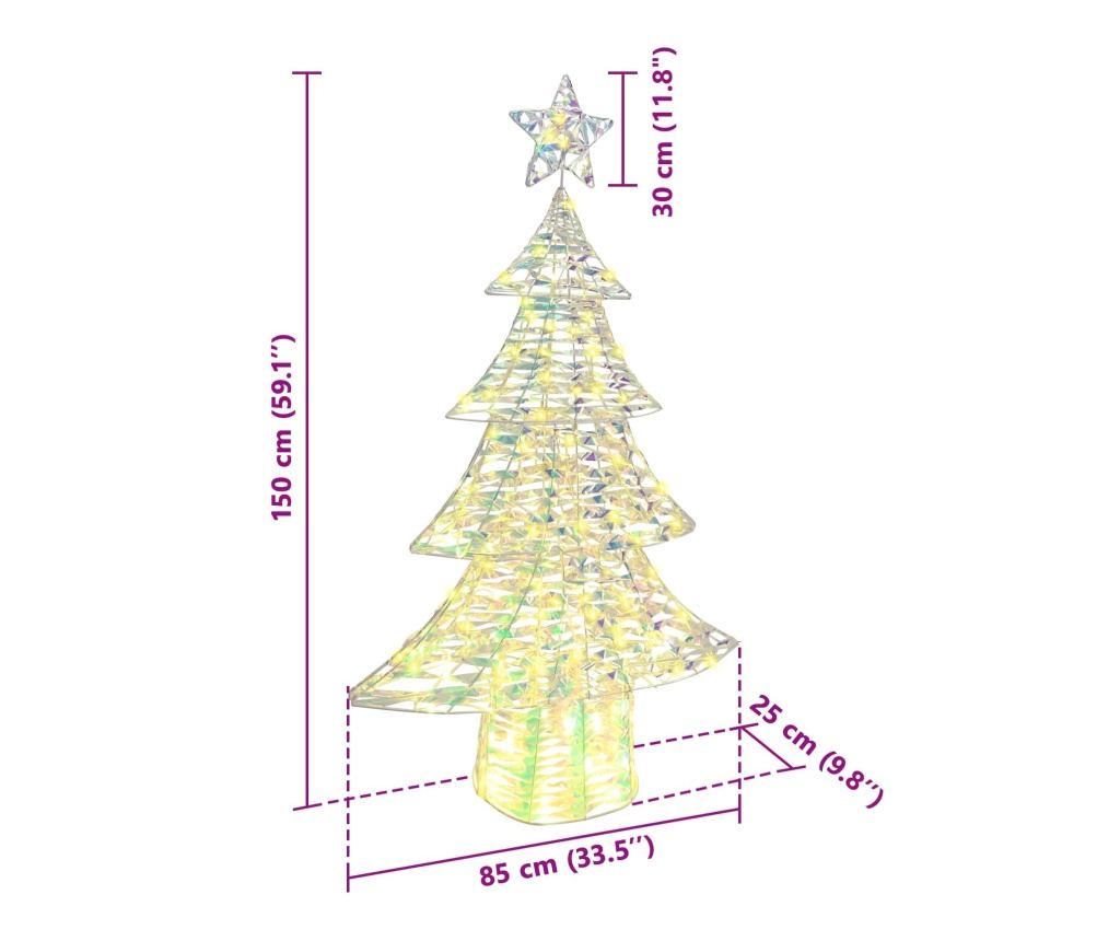 Коледно дърво с 160 LED светодиода Топло бяло 150 cm PET - 9