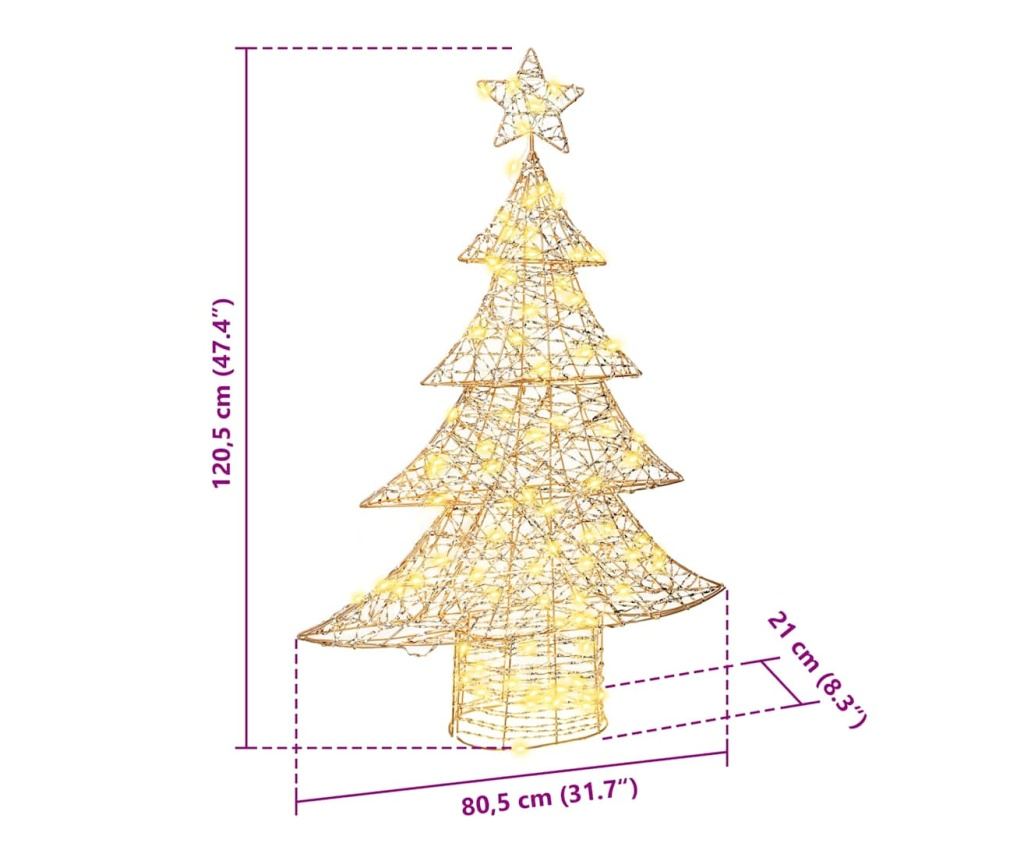 Коледно дърво с 120 LED светодиода Топло бяло 120,5 cm PET - 9