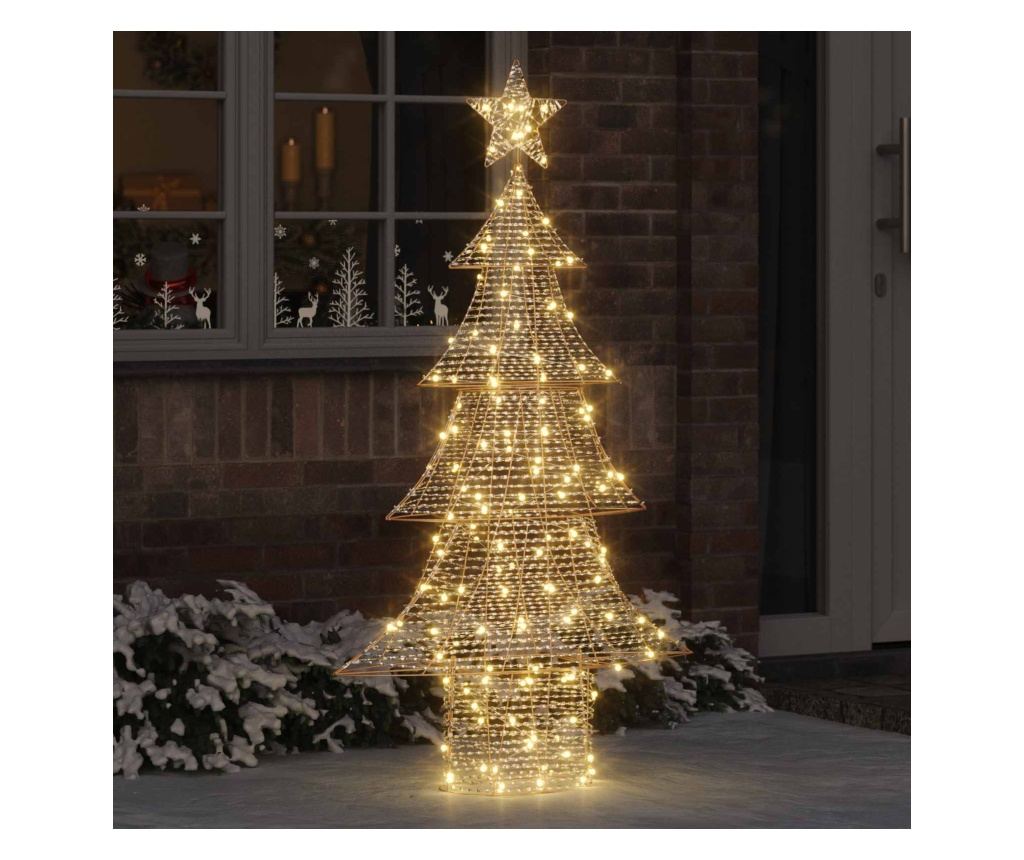 Коледно дърво с 160 LED светодиода Топло бяло 151 cm PET - 2