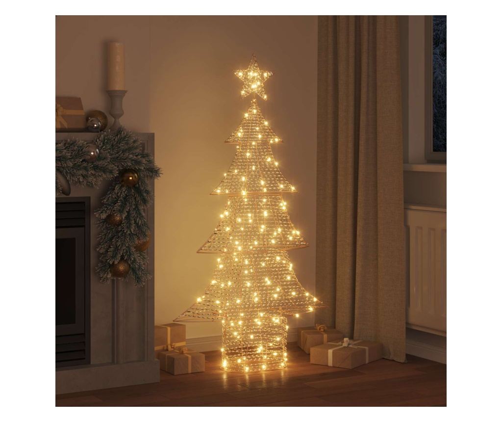 Коледно дърво с 160 LED светодиода Топло бяло 151 cm PET - 3