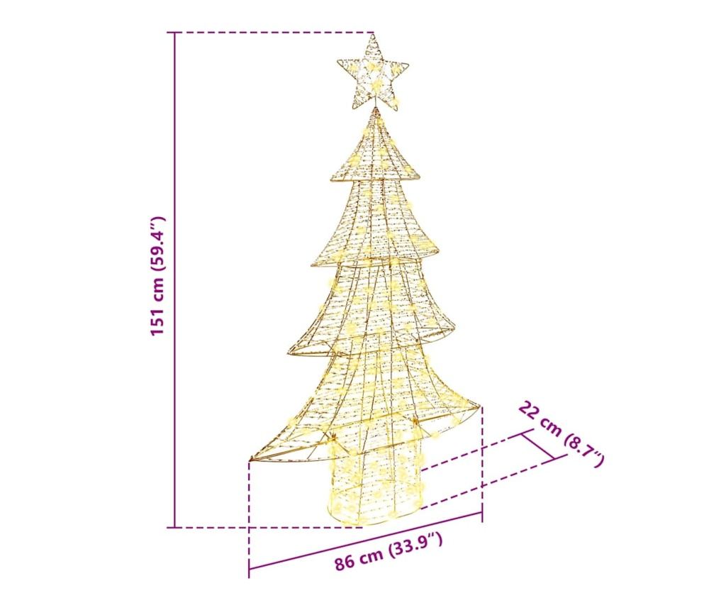 Коледно дърво с 160 LED светодиода Топло бяло 151 cm PET - 9