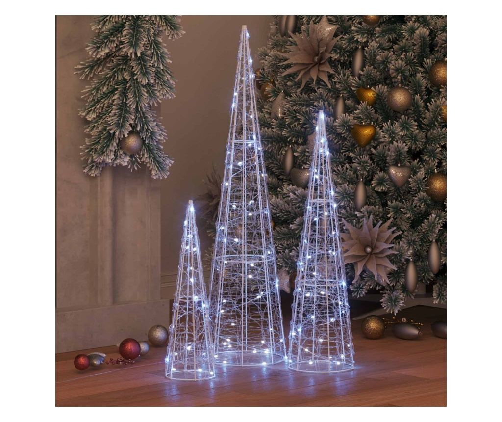 Коледно дърво 3 pcs Студено бяло 20 x 20 x 80 см Акрил - 3