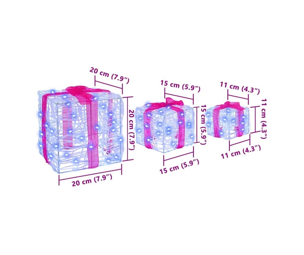 Кутия за подарък 3 pcs Синьо 20 x 20 x 20 см Акрил - 9