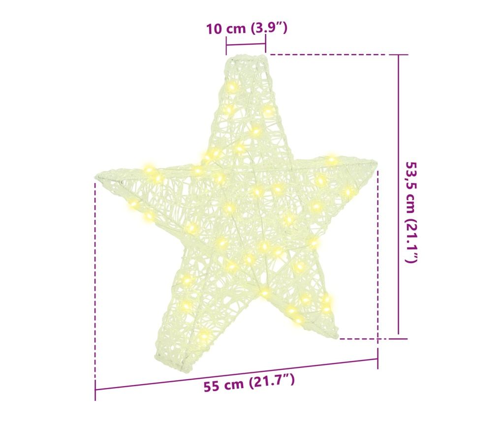 3D звезда Топло бяло 55 x 53.5 x 10 см Акрил - 9
