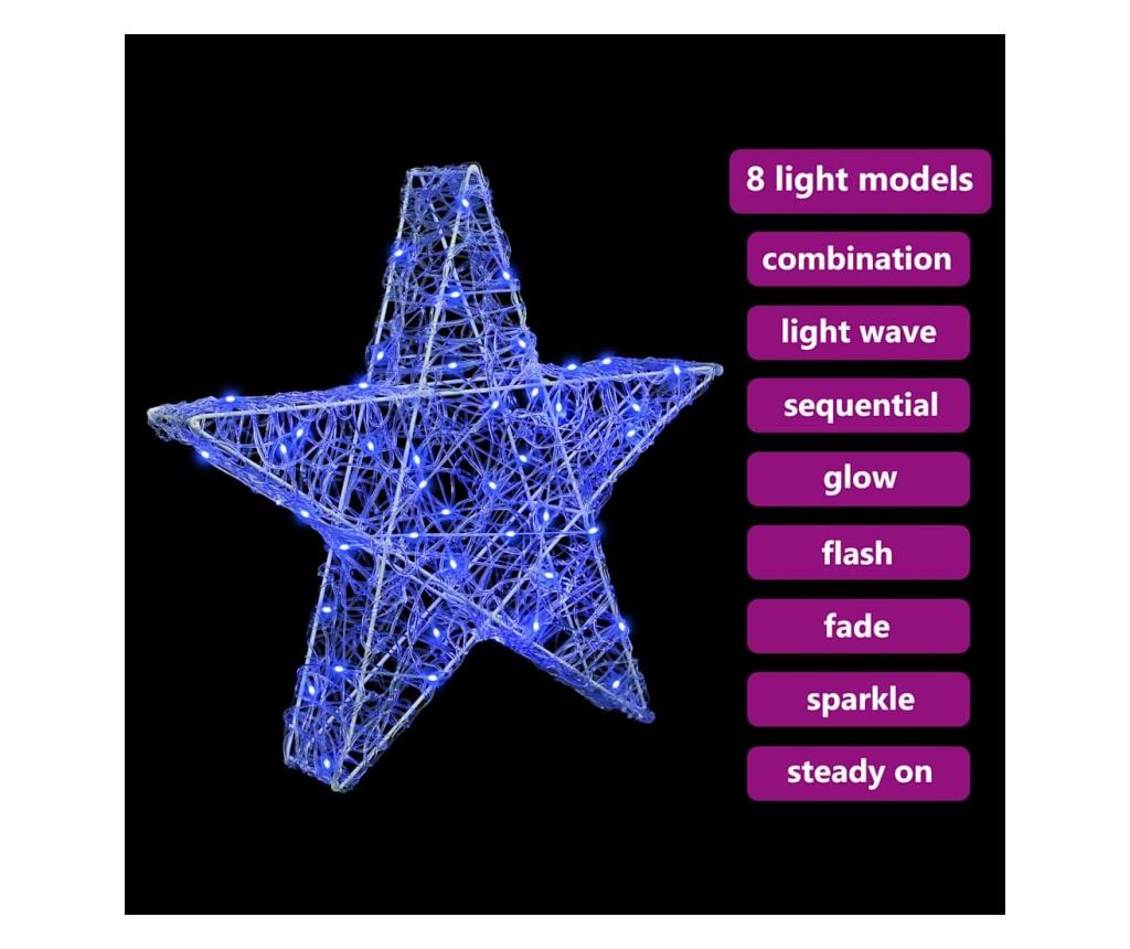 3D звезда с 50 LED светодиода Синьо 55 x 53.5 x 10 см Акрил - 8