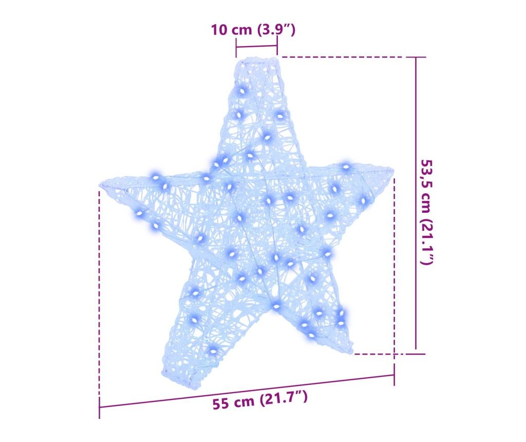 3D звезда с 50 LED светодиода Синьо 55 x 53.5 x 10 см Акрил - 9