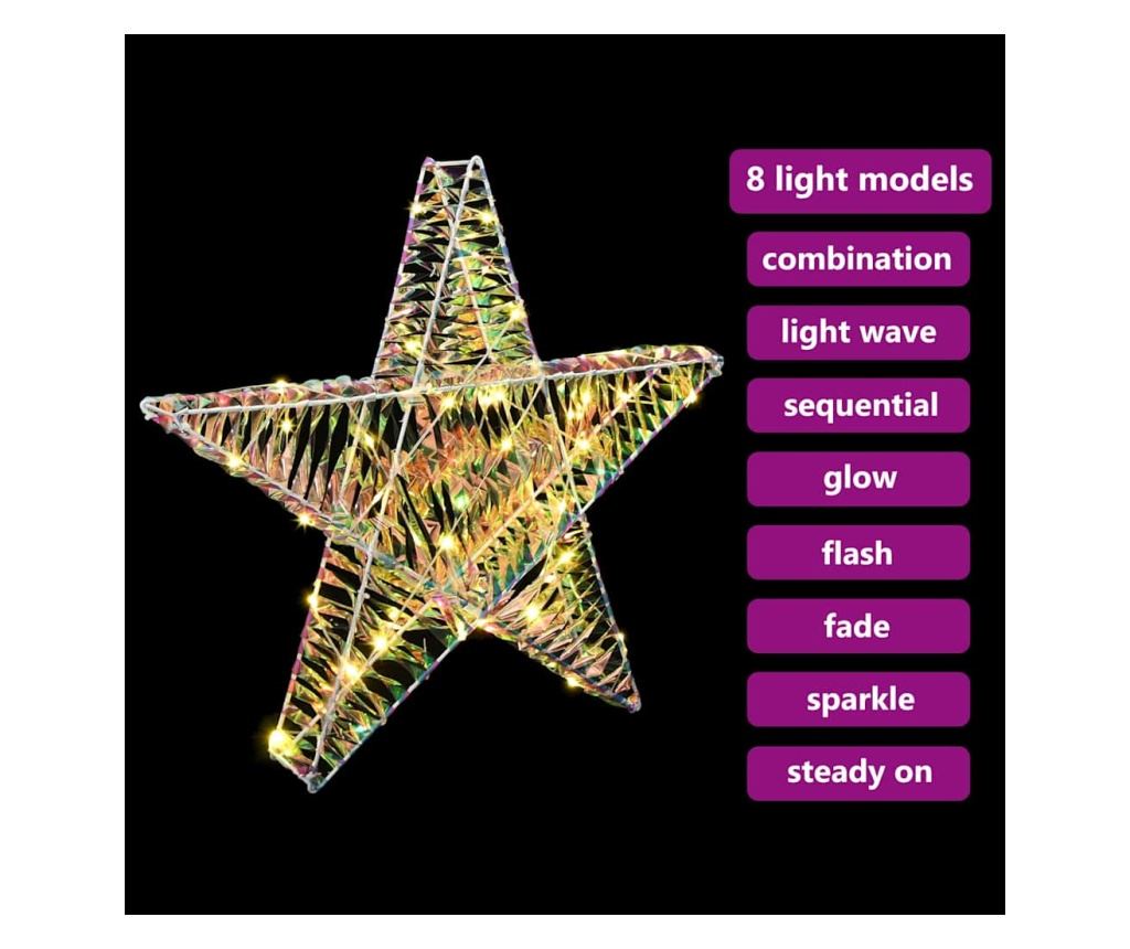 3D звезда с 50 LED светодиода Топло бяло 55 x 52.5 x 9 см PET - 8