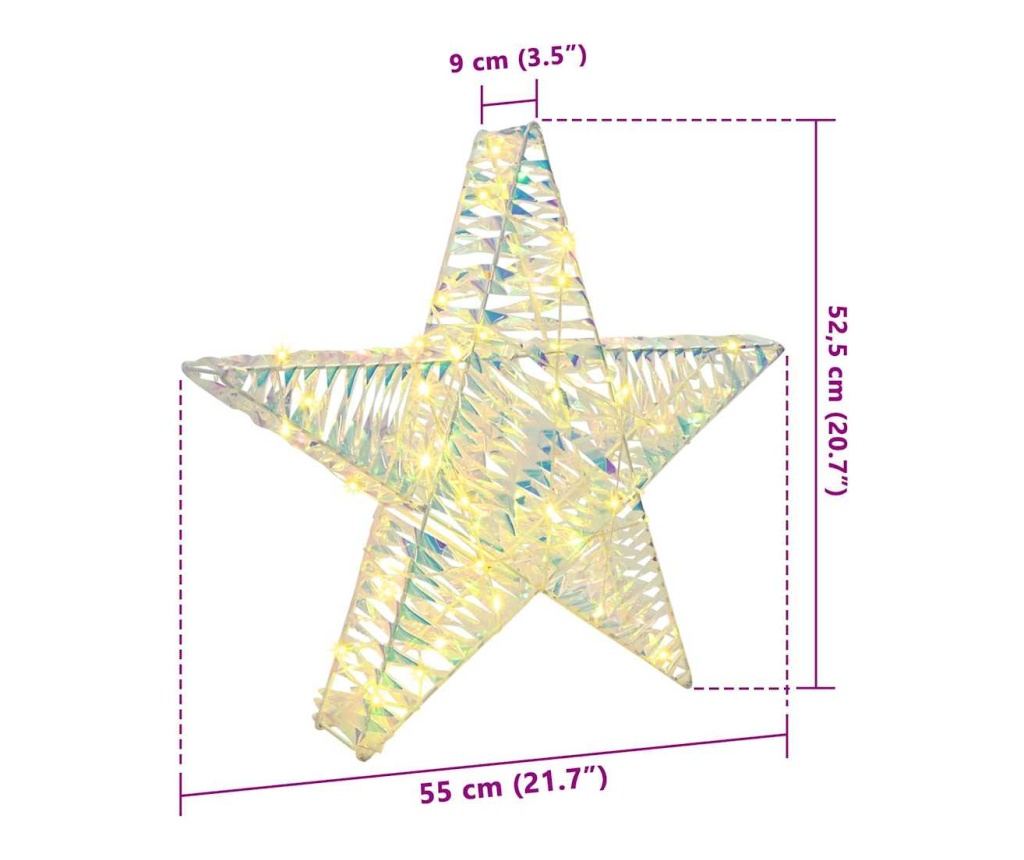 3D звезда с 50 LED светодиода Топло бяло 55 x 52.5 x 9 см PET - 9