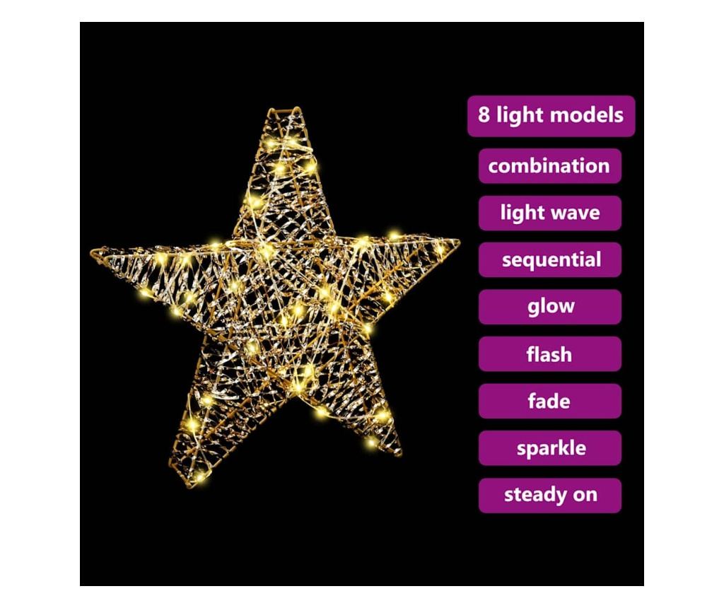 3D звезда с 50 LED светодиода Топло бяло 55 x 52.5 x 9 см PET - 8