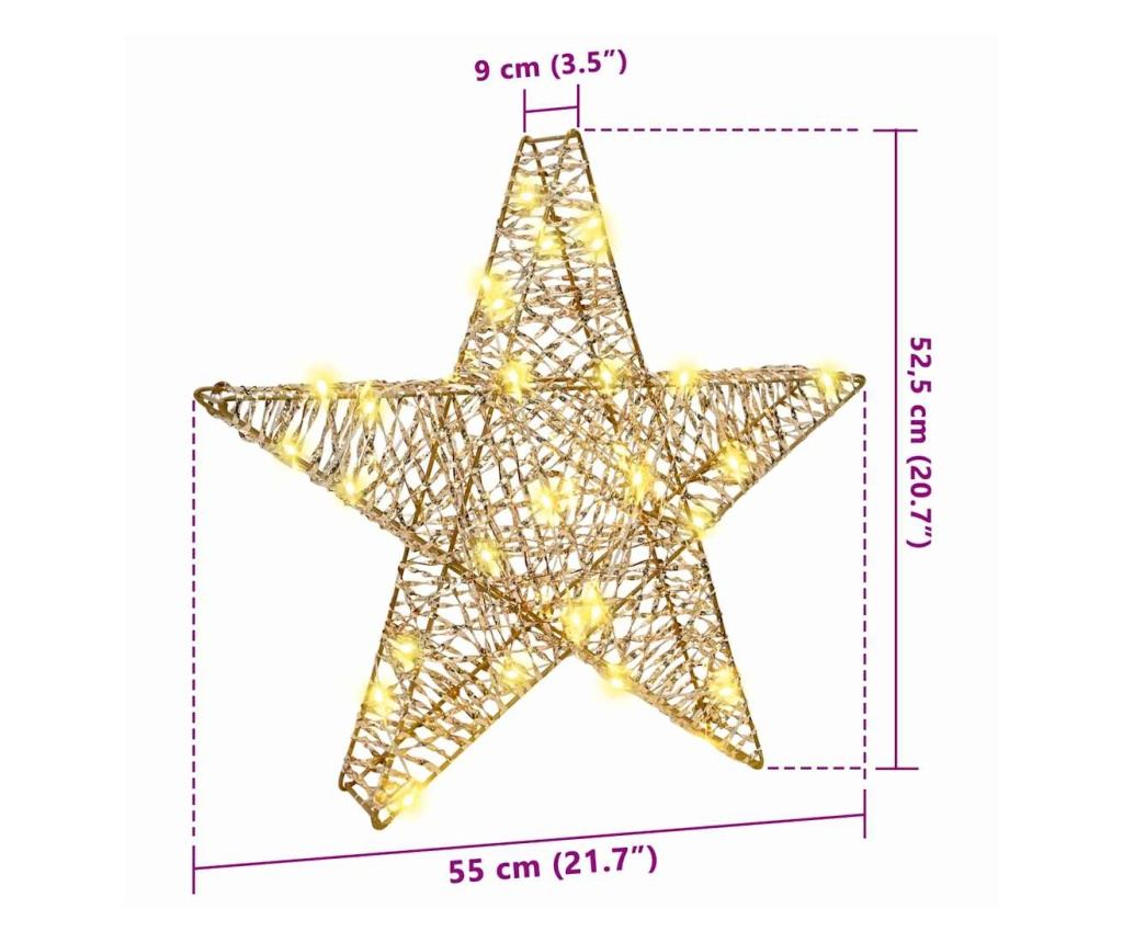 3D звезда с 50 LED светодиода Топло бяло 55 x 52.5 x 9 см PET - 9