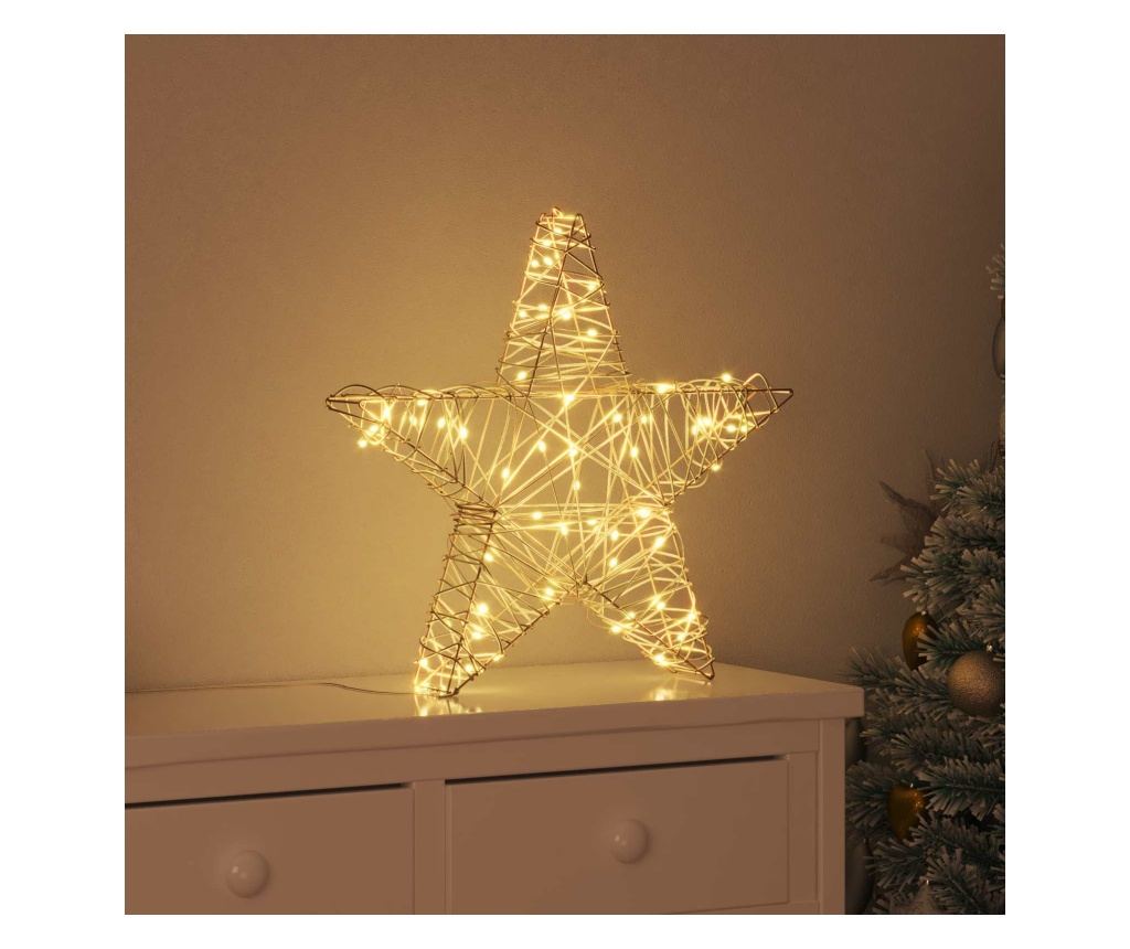 3D звезда с 50 LED светодиода Топло бяло 55 x 52.5 x 9 см Ратан - 2