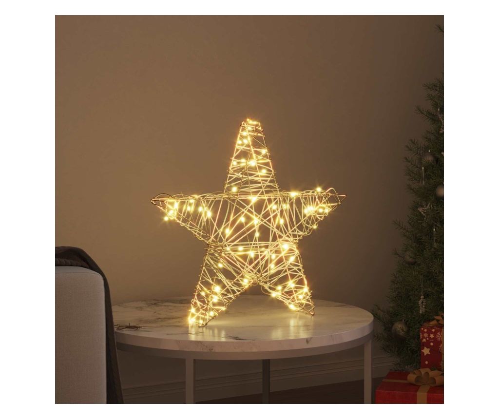 3D звезда с 50 LED светодиода Топло бяло 55 x 52.5 x 9 см Ратан - 3