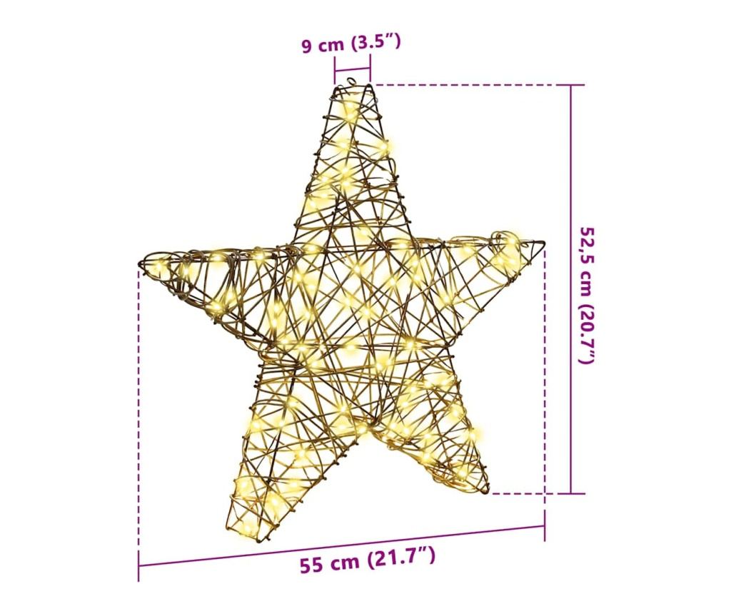 3D звезда с 50 LED светодиода Топло бяло 55 x 52.5 x 9 см Ратан - 9