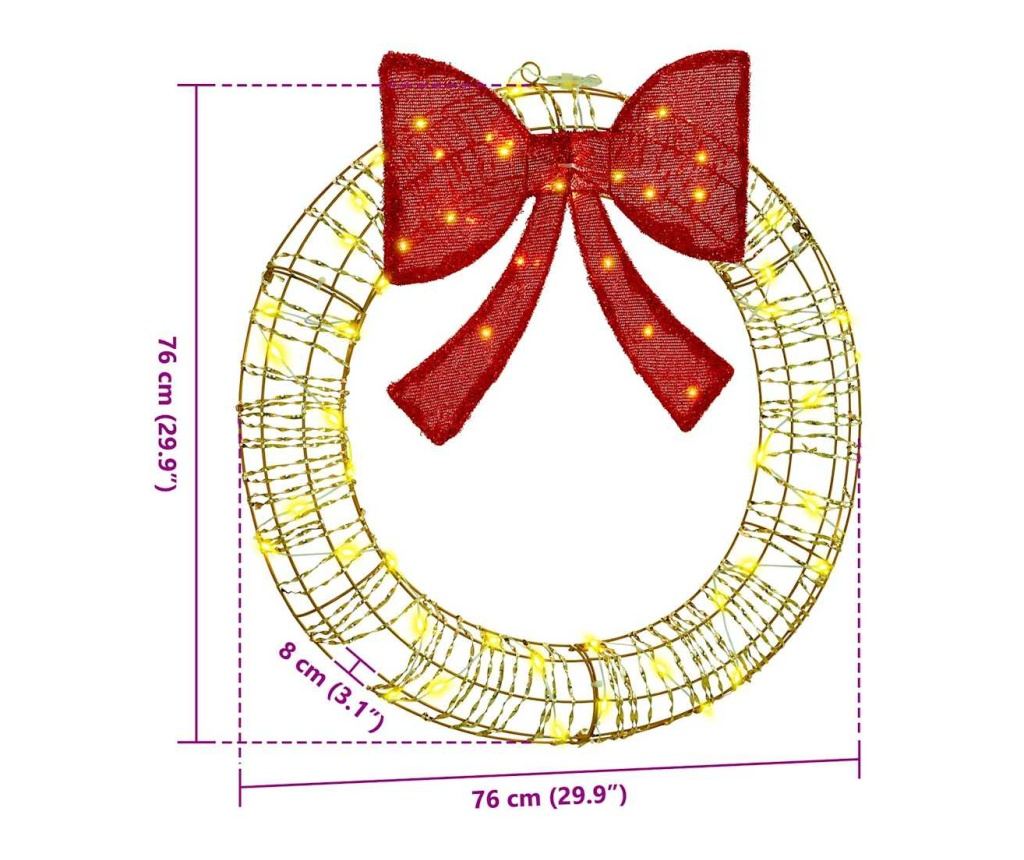Венец с 60 LED светодиода Топло бяло 76 x 76 x 8 см PET - 9