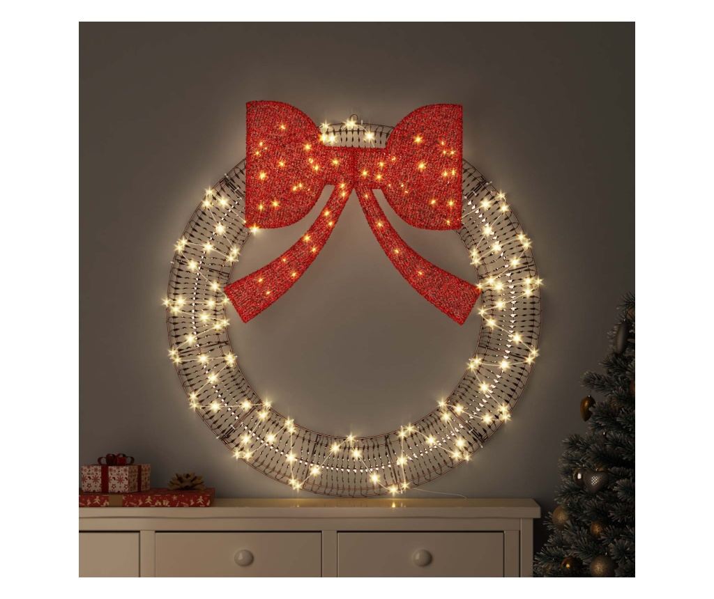 Венец с 80 LED светодиода Топло бяло 91 x 91 x 9 см PET - 2