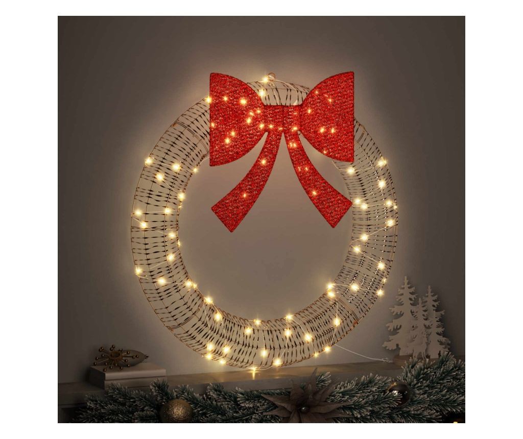 Венец с 80 LED светодиода Топло бяло 91 x 91 x 9 см PET - 3