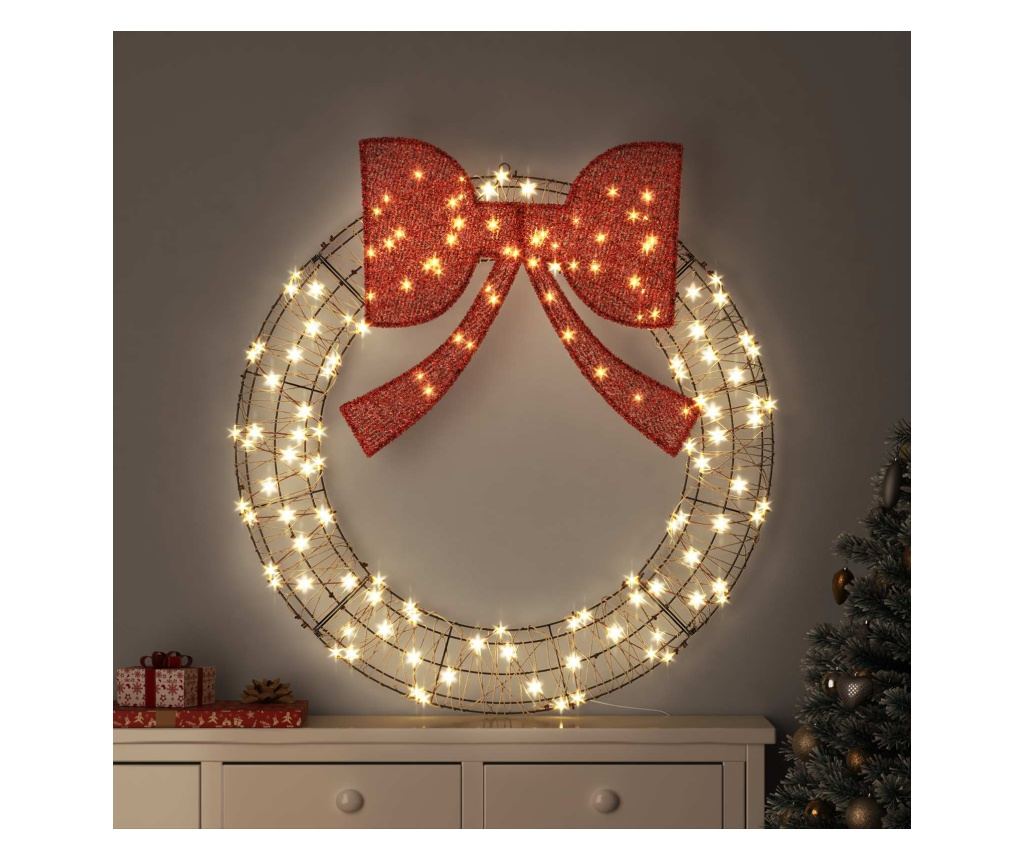 Венец с 150 LED светодиода Топло бяло 121 x 121 x 10 см Ратан - 2