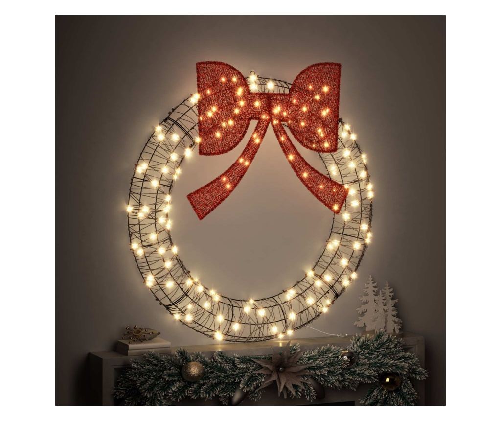 Венец с 150 LED светодиода Топло бяло 121 x 121 x 10 см Ратан - 3