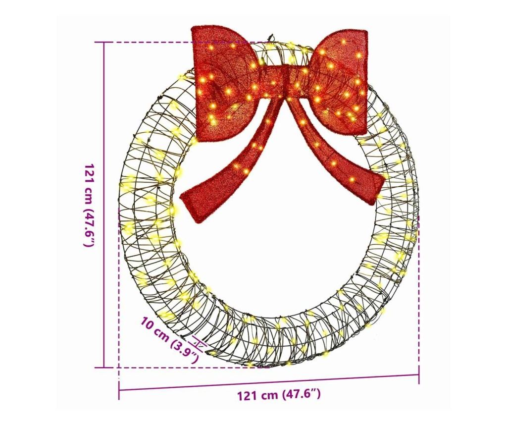 Венец с 150 LED светодиода Топло бяло 121 x 121 x 10 см Ратан - 9