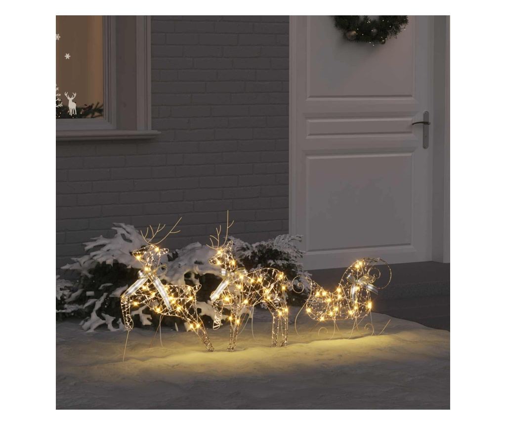 LED елени с 60 LED светодиода 3 pcs Топло бяло PET - 2