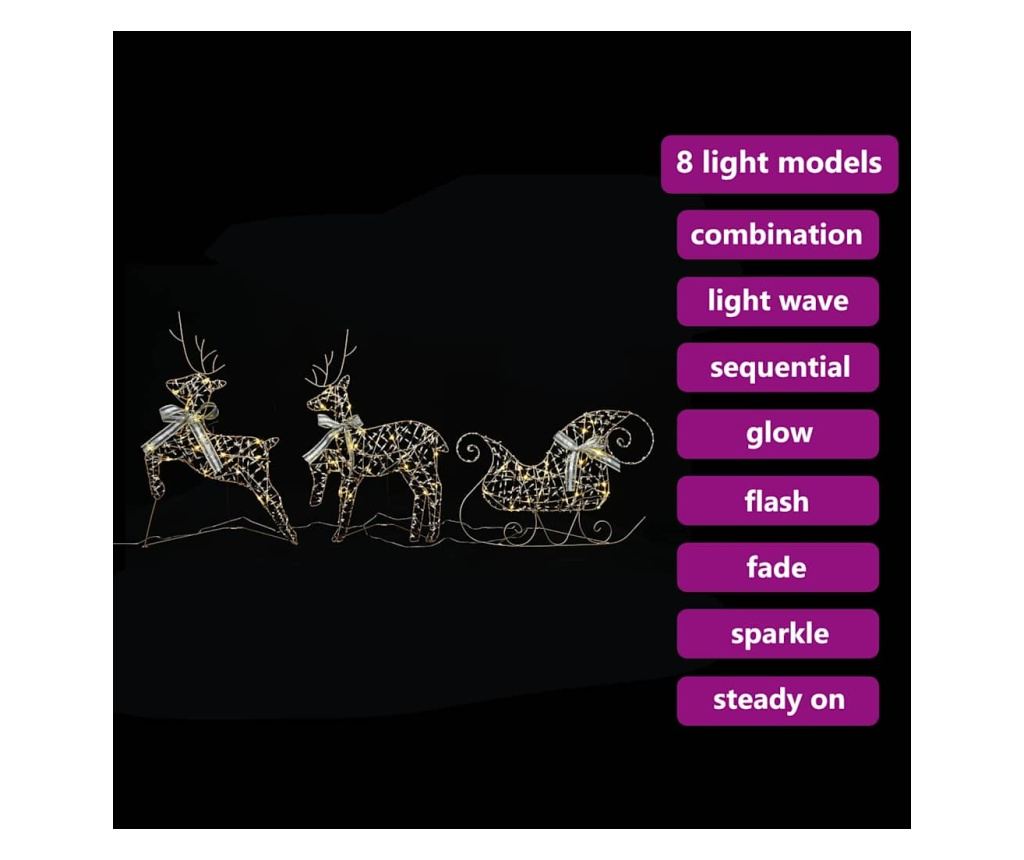 LED елени с 60 LED светодиода 3 pcs Топло бяло PET - 7