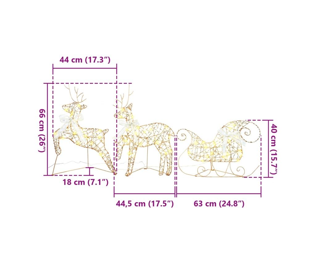 LED елени с 60 LED светодиода 3 pcs Топло бяло PET - 8