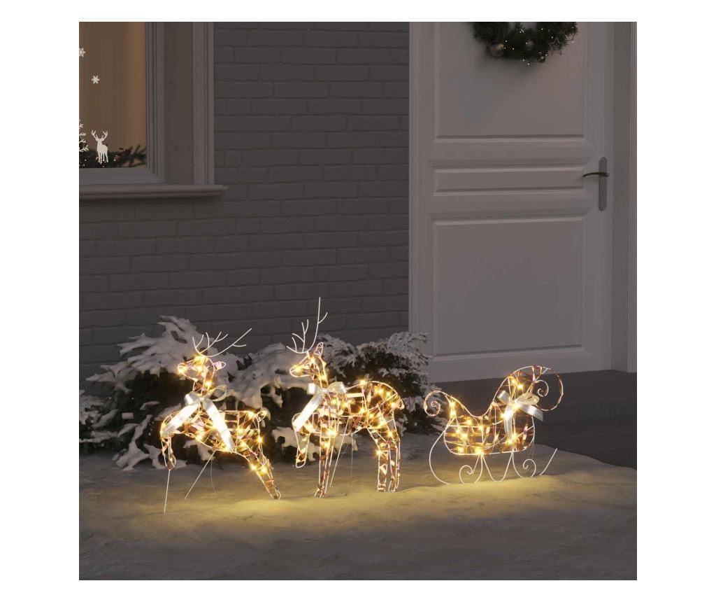 LED елени с 60 LED светодиода 3 pcs Топло бяло PET - 2