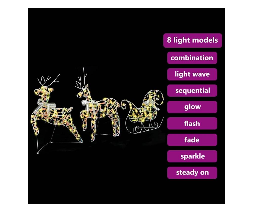 LED елени с 60 LED светодиода 3 pcs Топло бяло PET - 10