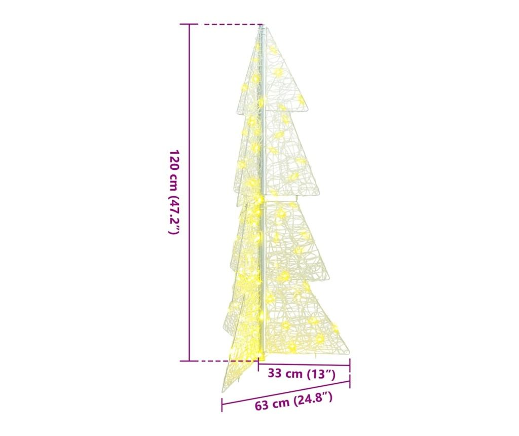 Коледно дърво с 100 LED светодиода Топло бяло 120 cm Акрил - 9