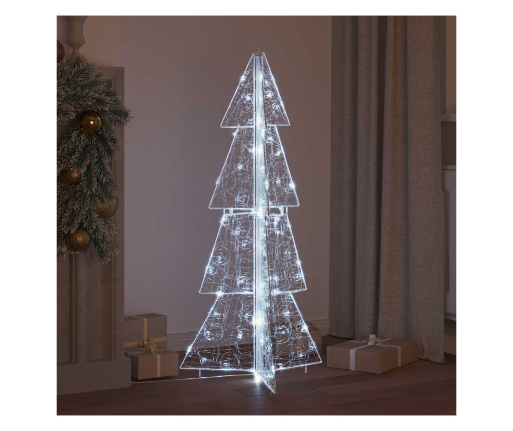 Коледно дърво с 100 LED светодиода Студено бяло 120 cm Акрил - 3