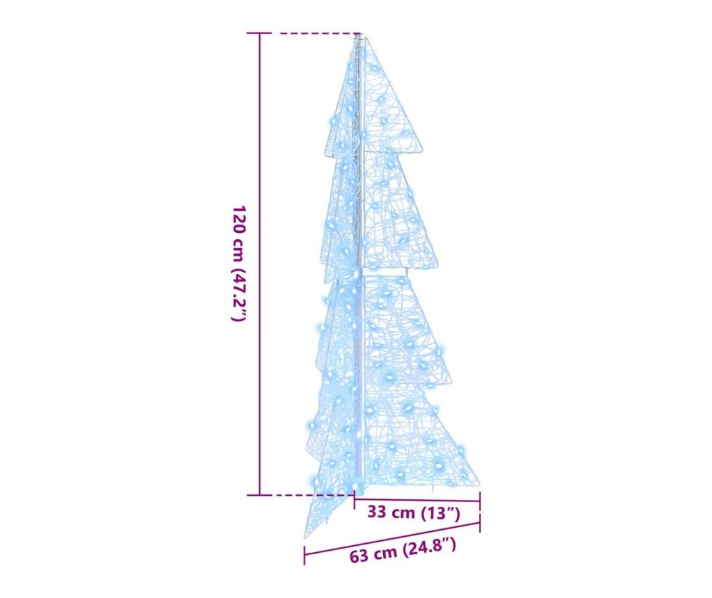 Коледно дърво с 100 LED светодиода Студено бяло 120 cm Акрил - 9