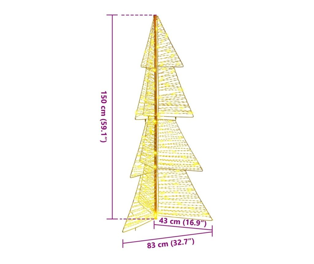 Коледно дърво с 160 LED светодиода Топло бяло 150 cm PET - 9