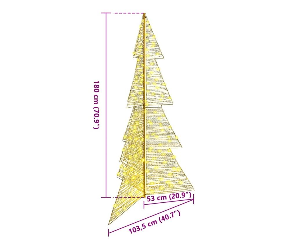 Коледно дърво с 240 LED светодиода Топло бяло 180 cm PET - 9