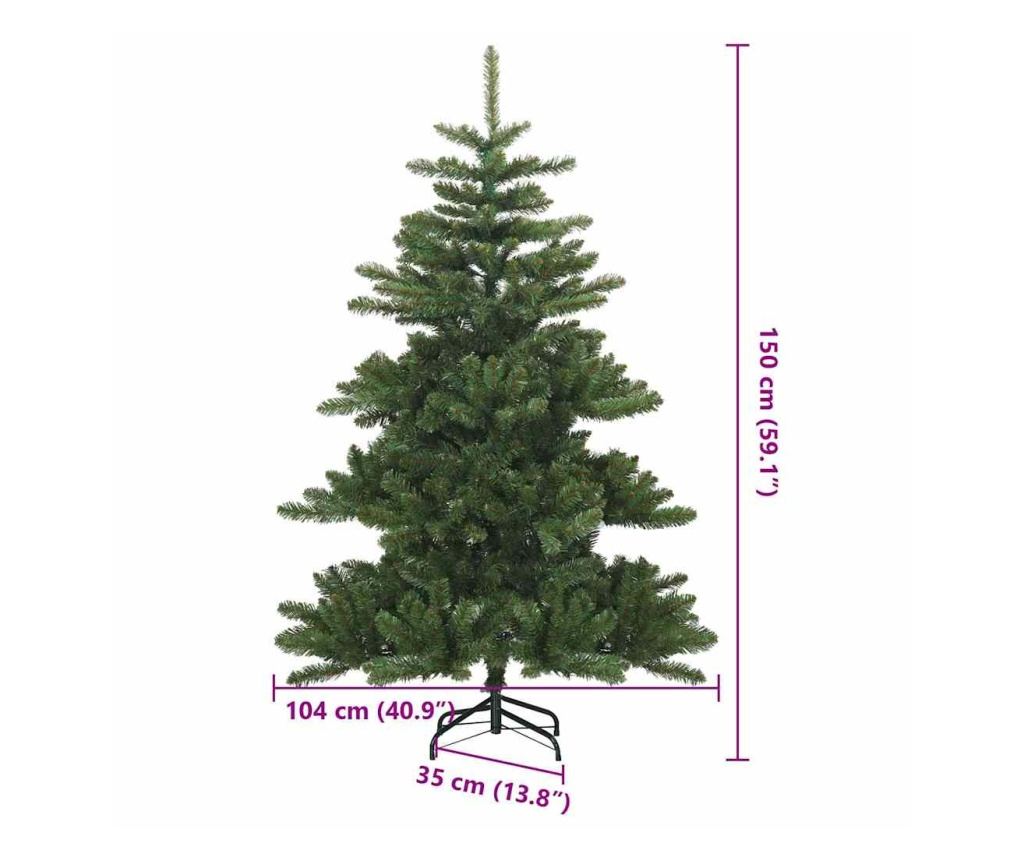 Изкуствено коледно дърво с хингед Зелен 150 cm ПВЦ, стомана - 8