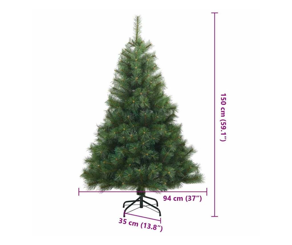 Изкуствено коледно дърво с хингед Зелен 150 cm ПВЦ, стомана - 8